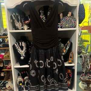 Elegant Black Dress with White Accents